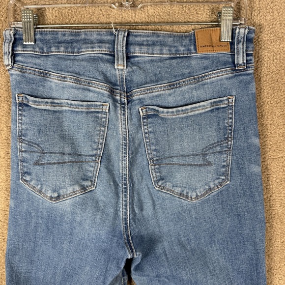 American Eagle Super Hi-Rise Flare Jeans Womens 8 Blue Stretch Denim Medium Wash - Picture 10 of 15